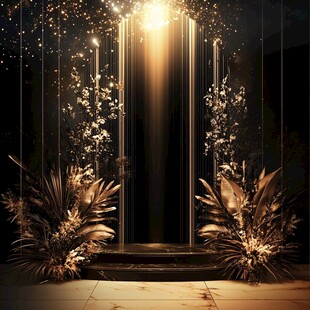 梦幻金色花卉婚礼拱门场景