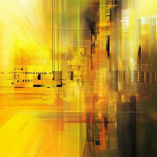 金色未来感都市抽象图景