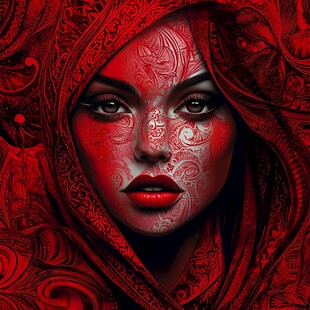 红妆神秘女子面部艺术绘