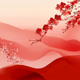 红梅映山峦 诗意东方景