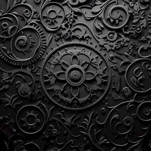 黑色浮雕机械风装饰图案