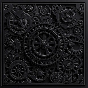 黑色机械齿轮背景图案