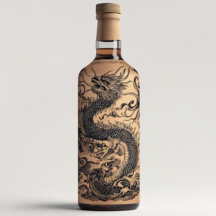 龙纹图案的精美酒瓶设计
