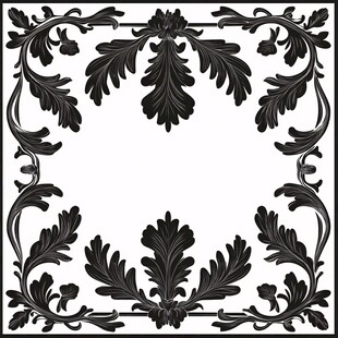 古典黑色花纹方形装饰图案