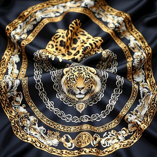 奢华豹纹图案精美丝巾