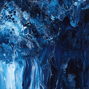 梦幻蓝调流体艺术画作