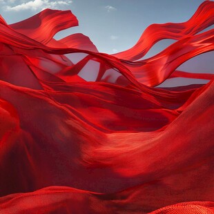 飞扬的红色绸布