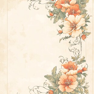 复古花卉装饰边角插画