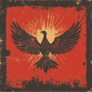 展翅凤凰复古风图案设计