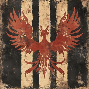 复古风红色凤凰图案设计