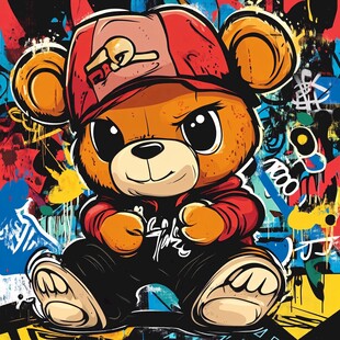 潮酷涂鸦小熊卡通形象