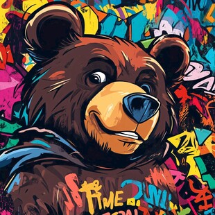街头涂鸦风的酷炫棕熊形象