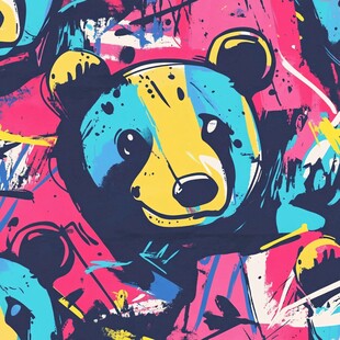 涂鸦风萌趣小熊图案设计