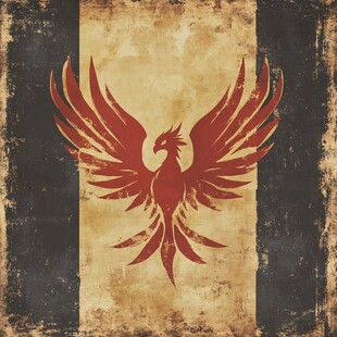 复古风展翅凤凰图案设计