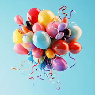 缤纷多彩气球飘向蓝天