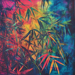 多彩梦幻竹叶艺术图景