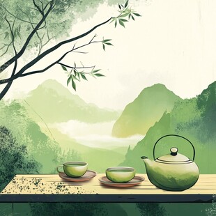 山林间的静谧茶席