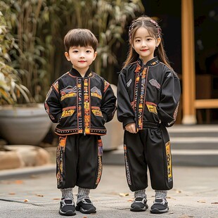 童装国风套装 萌娃穿搭展示