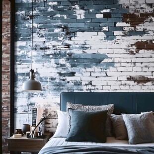工业风卧室的砖墙装饰美学