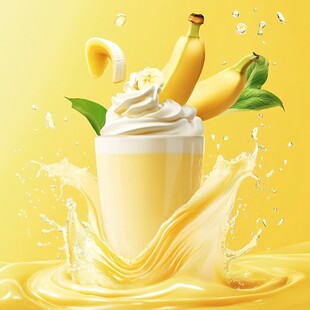 香蕉奶昔飞溅的美味瞬间