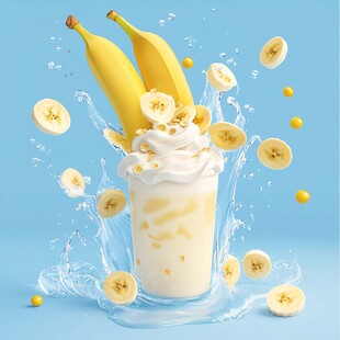 香蕉奶昔创意飞溅瞬间