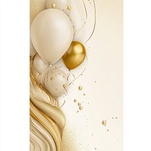 金白气球装饰艺术背景图
