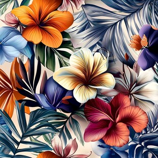 热带花卉植物图案设计