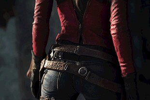 游戏女角色的酷炫装备背影