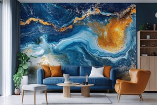海洋风艺术客厅背景墙