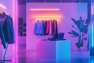 时尚服装店的炫彩室内场景