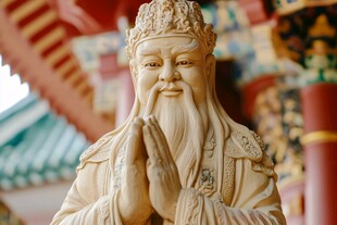 道教神像 双手合十的老者