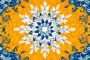 雪花装饰图案 橙蓝配色