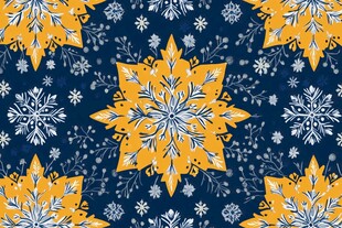 蓝色背景的雪花花卉图案