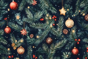 圣诞松枝装饰图案背景图