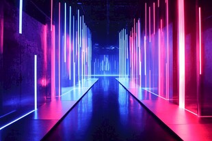 霓虹灯光隧道的梦幻空间