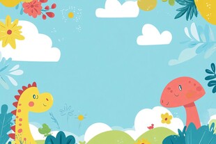 童趣恐龙奇幻自然背景图
