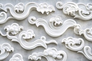 中式浮雕云纹装饰图案