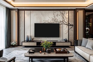 新中式客厅电视背景墙设计