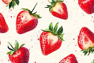 水彩草莓无缝图案设计