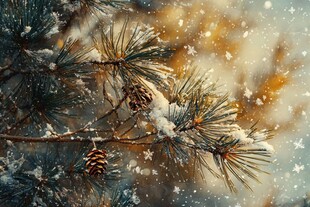 雪覆松枝 冬日静谧美景