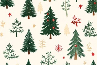 圣诞风手绘松树图案背景