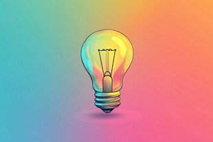 彩色背景下的创意灯泡