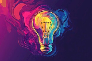 梦幻炫彩灯泡创意插画
