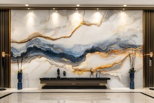 大理石山水背景墙艺术空间