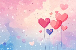 梦幻爱心气球背景图