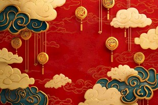 喜庆中式云纹福牌背景图