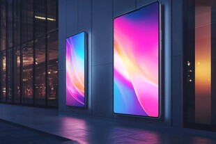 现代建筑外的绚丽大屏展示