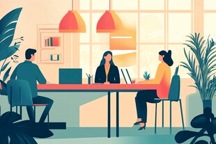 三人办公室会议场景