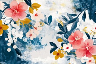 水彩风花卉图案背景图