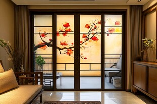 中式客厅的典雅梅花移门